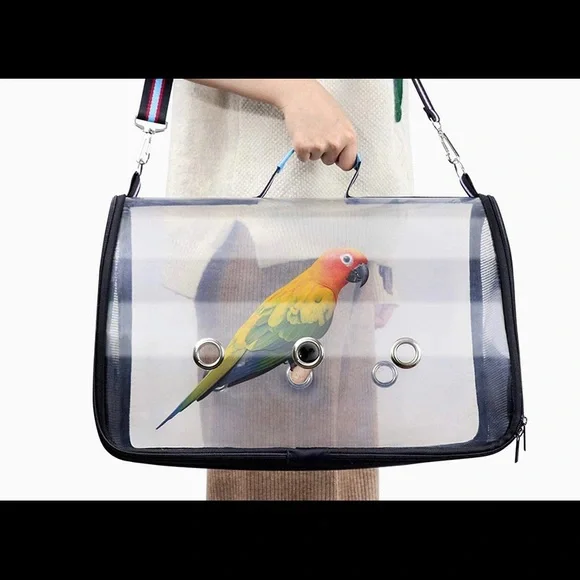 Bird Small Pets Carrier Breathable Travel Cage W/Perch Foldable Size Large New - Picture 7 of 13